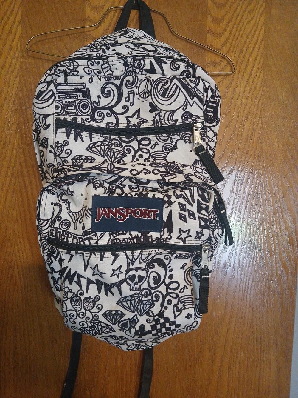 JanSport Vintage Black & White Doodle Backpack